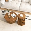 31.5" & 17.17" Rubber Wood Octagonal Coffee Table Set of 2 with Multi-Purpose Use and Space-Saving Design - 4 of 4