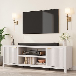 Garvee Fluted TV Stand for 80 Inch, Modern Entertainment Center with Storage, Wooden Media Cabinet with Fluted Door for Living Room - 1 of 4