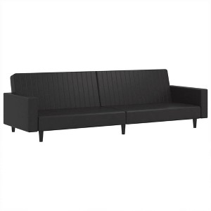 vidaXL Black Faux Leather Convertible 2-Seater Loveseat/Sofa Bed - Modern Twin Sleeper Couch for Office, Living Room, Spacer-Saver Furniture - 1 of 4