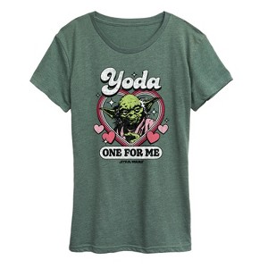 Women's - Star Wars - Valentine Yoda One For Me Short Sleeve Graphic T-Shirt - 1 of 4