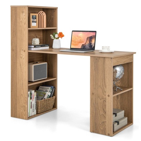 Study Desk with Hutch & Bookshelf & Drawers,Wooden Computer Desk Home  Office Desk Teenager Desk,Cute Writing Study Desk Bookshelf Combo for Girl