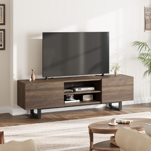 Jojoka TV Stand for 80 Inch, Modern Entertainment Center with 2 Drawers, Wooden Media Cabinet with Heavy Duty Leg and Open - 1 of 4
