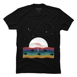 Men's Design By Humans Colorful Flamingo Starry Night By Maryedenoa T-Shirt - 1 of 2