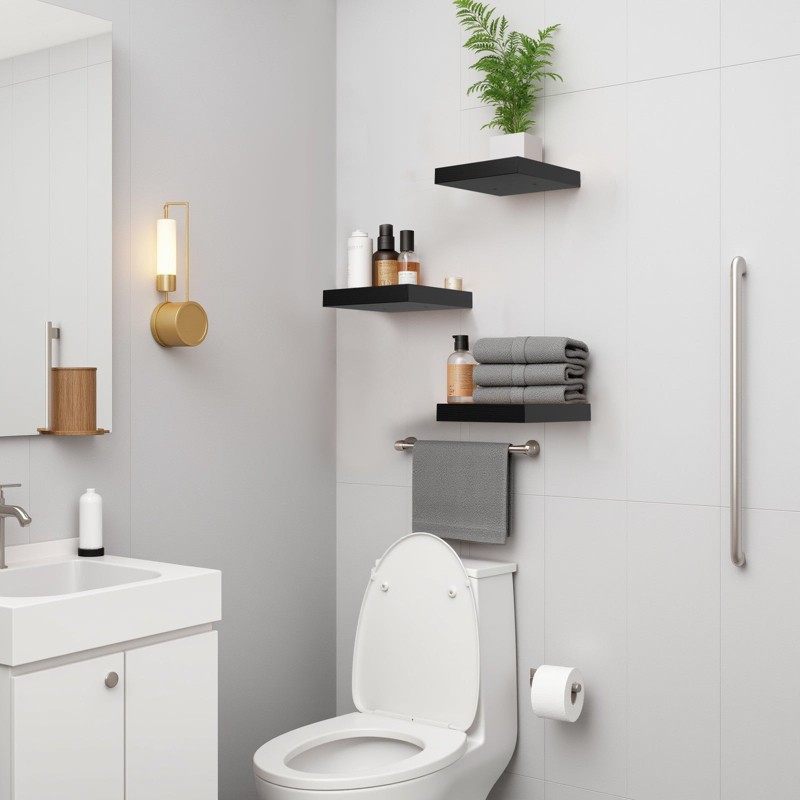floating wall shelves set of 3 rustic wood wall mounted bathroom bedroom kitchen storage