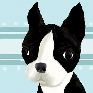 Oopsy Daisy's Bea The Boston Terrier - Blue Canvas Wall Art - Size 10x10 - 1 of 1