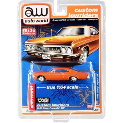 1966 Chevrolet Impala SS Orange Metallic with White Interior "Custom Lowriders" Limited Edition to 4800 pieces 1/64 Diecast Model Car by Autoworld