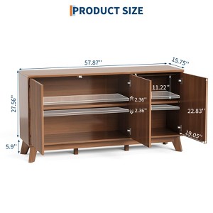 58" Sideboard Buffet Cabinet, Entryway Coffee Bar Cabinet with Fluted Doors & Adjustable Shelves, Modern Media Console Table, Floor Cupboard Cabinet - 1 of 4