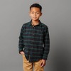 Hope & Henry Boys' Organic Long Sleeve Flannel Shirt with Suede Detail, Merry Pine Plaid, Large - 2 of 4