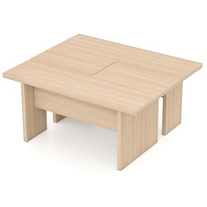 Tangkula Modular Coffee Table Set of 2 L Shaped Center Tables for Home Office Apartment Natural - 1 of 4