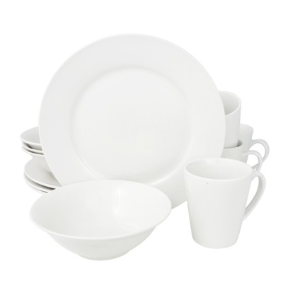 Gibson Noble Court 12 Piece Dinnerware Set Rim Shape in White