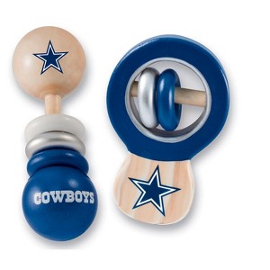 BabyFanatic Wood Rattle 2 Pack - NFL Dallas Cowboys Baby Toy Set - 1 of 4
