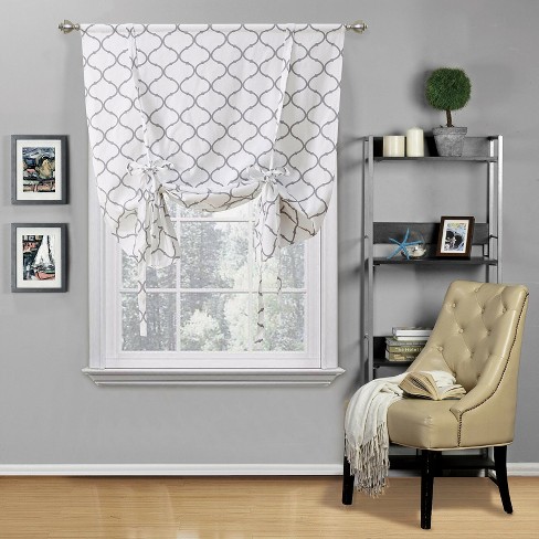 Kate Aurora Living Shabby Chic Trellis Quatrefoil Single Tie Up Window  Curtain Shade - 42 In. W X 63 In. L, Gray : Target