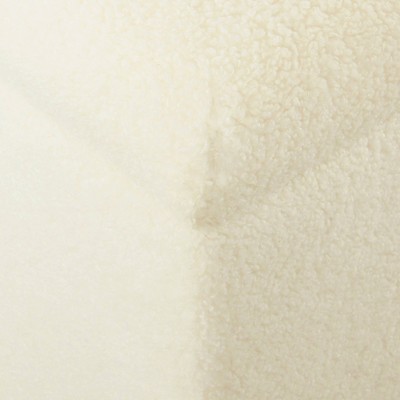 Cream Faux Shearling Storage Bench with Natural Wood Legs