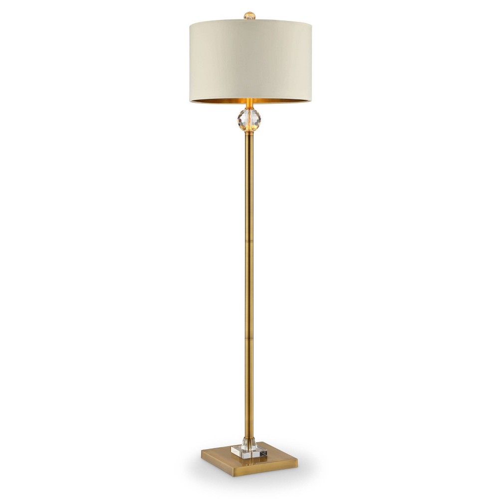Photos - Floodlight / Street Light 63.25" Traditional Metal Floor Lamp with Square Base Gold - Ore International: Corinthian Style, Linen Shade
