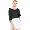 Allegra K Women's Vintage 3/4 Sleeve Boat Neck Ruffled Dots Print Blouse - 3 of 4