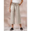 ECUPPER Womens Linen Cropped Pants Loose Casual Capri Cotton Wide Leg Plus Size Elastic Waist with Drawstring Trouses - 2 of 4