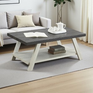 48" Wood Coffee Table with Shelf - 1 of 4