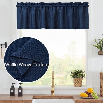 Waffle Weave Rod Pocket Short Kitchen Curtain