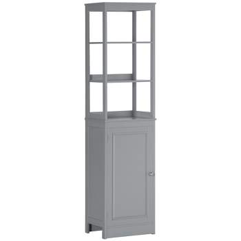 Bonnlo Narrow Cabinet, 67 Tall Slim Bathroom Storage Cabinet 12 Wide  White Skinny Linen Cabinet with 3 Open Shelves Single Door Adjustable Shelf