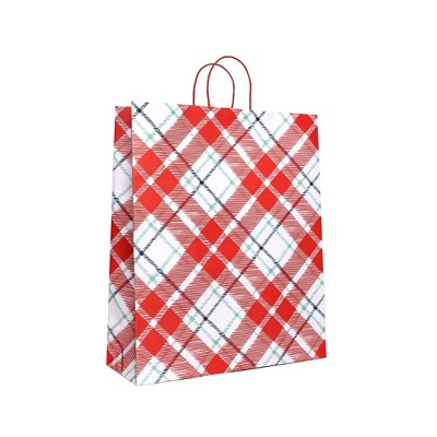 Jumbo Plaid Gift Bag Red/White - Spritz™