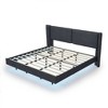 Modern Style Velvet Fabric Floating Bed Frame with LED Lights Wingback Upholstered Bed No Box Springs Needed, Full Size - 2 of 3