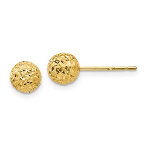 Black Bow Jewelry 6mm Diamond Cut Ball Post Earrings in 14k Yellow Gold - 1 of 4