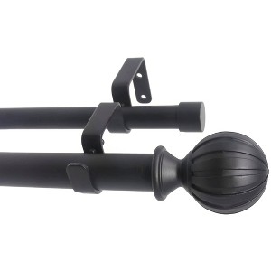 Urbanest Fluted Ball Manhattan 1-inch 3-4 inch Double Drapery Curtain Window Rod Set - 1 of 4