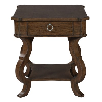 Traditional Black and Gray Wood End Table with Storage