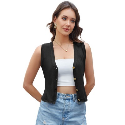 Women's Striped Sweater Vest Trendy Sleeveless V Neck Pullover Sweaters Knit Ribbed Tank Tops