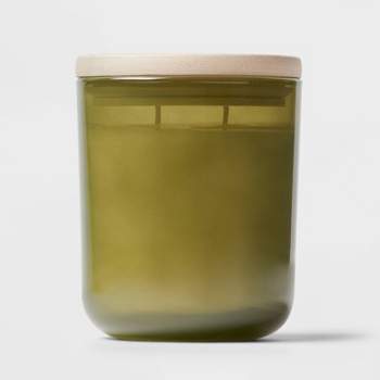 2-Wick Round Bottom Glass Fresh Linen + Sea Salt Lidded Jar Candle Green 11oz - Threshold™