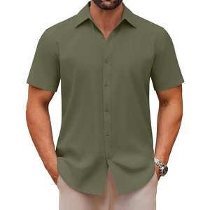 COOFANDY Men's Casual Button Down Shirts Short Sleeve Summer Untucked Dress Shirts - 1 of 4