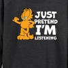 Women's - Garfield - Pretend Im Listening Lightweight French Terry Wide Neck Long Sleeve Shirt - 2 of 4