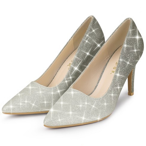 Grey sparkly cheap heels