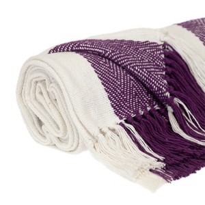 HomeRoots Purple Woven Cotton Throw Blanket - 1 of 4