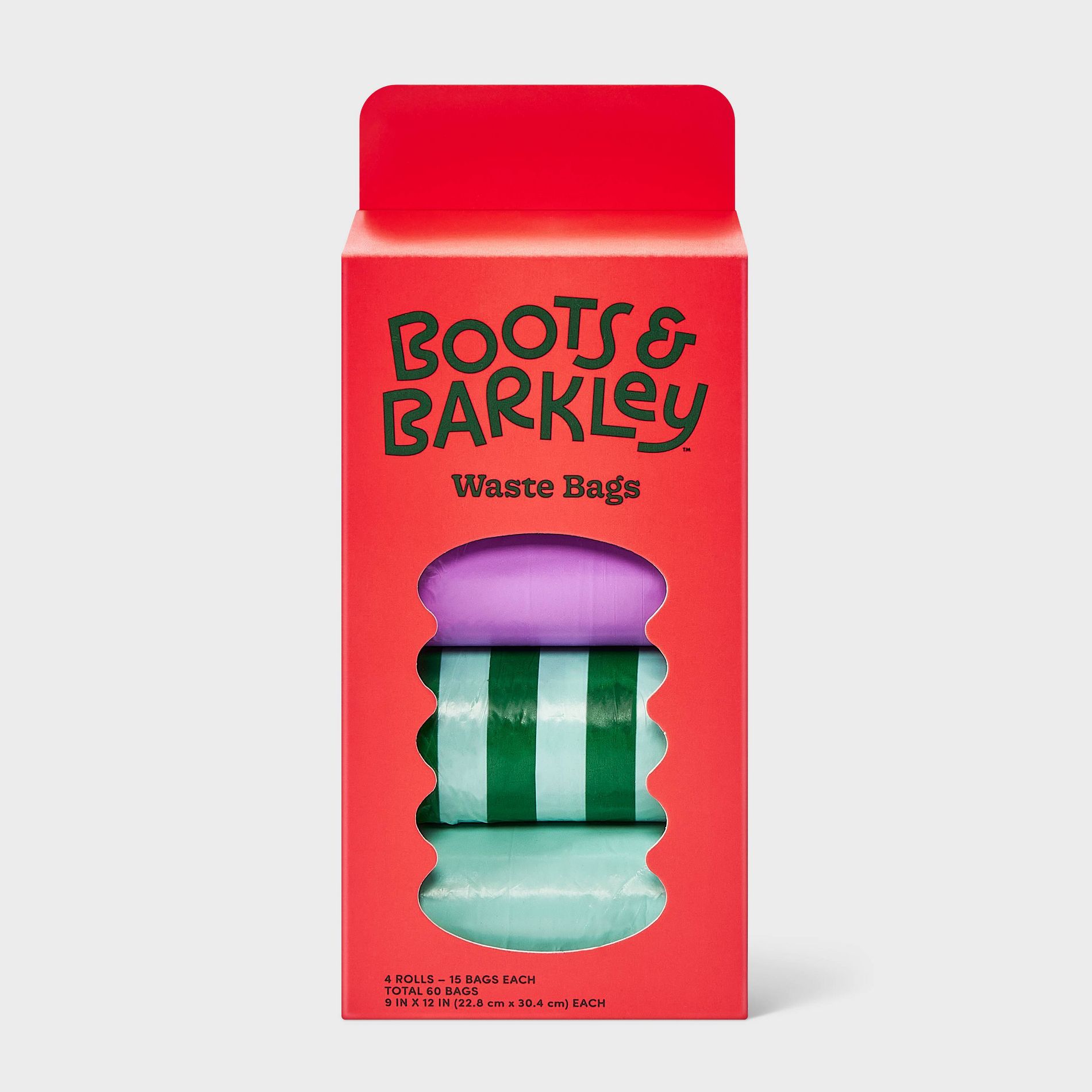 Unscented Dog Waste Bag - Green/Blue/Purple - 60ct - Boots & Barkley™