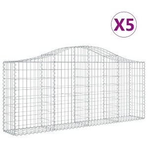 vidaXL Arched Gabion Baskets Set of 5, Galvanized Iron, Decorative & Sound-Insulating Garden Barriers, Easy to Assemble & Versatile in Use - 1 of 4