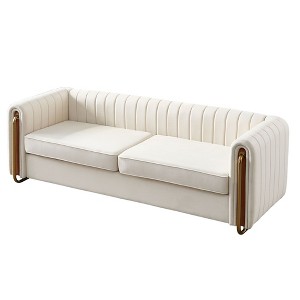 NicBex Couches for Living Room 84.25inch Cloud Couch Contemporary Velvet Upholstered 2 Seater Sofa Couch with Polished Gold Stainless Steel Legs - 1 of 4