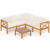 Costway 6 PCS Acacia Wood Patio Furniture Set with Cushions and Coffee Table for Garden - 2 of 4