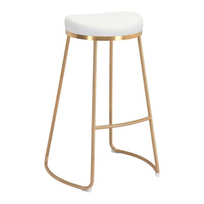 Set of 2 Filbert Barstools White/Gold - ZM Home