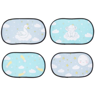 Okuna Outpost 4 Pack Car Side Window Sun Shade for Kids & Baby with UV Protection, 4 Designs