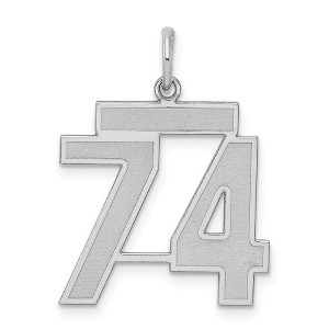 Black Bow Jewelry Sterling Silver, Jersey Collection, Medium Number 74 Pendant - 1 of 4