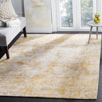 Gray Abstract Hand-Knotted Wool and Viscose Rug, 6' x 9'