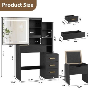Vanity Desk with Sliding Mirror and Lights, Dressing Table with Stool and Charging Station, 3 Lighting Modes for Bedroom - 1 of 4