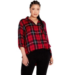 Avenue Women's Plus Size Kylee Plaid Shirt - 1 of 4