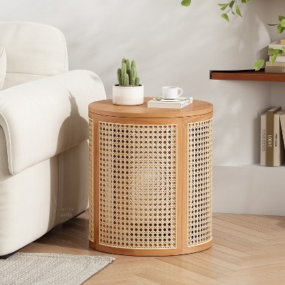 VYNXARIA rubber solid wood wood side table,natural color