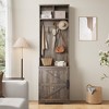 Garvee Farmhouse 3-in-1 Hall Tree w/ Shoe Storage Bench & 6 Hooks, Mudroom Bench with storage and hooks, Standing Coat Rack for Entryway Bedroom - 3 of 4