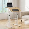 VECELO Standing Desk Adjustable Height, Computer Workstations with Tiltable Tabletop & Lockable Wheels, Portable Rolling Laptop Desk for Office, Brown - 3 of 4