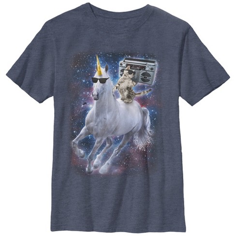 Boy's Lost Gods Boombox Cat and Unicorn Space Song T-Shirt - image 1 of 2