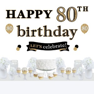 Big Dot of Happiness Adult 80th Birthday - Gold - Peel and Stick Birthday Party Decoration - Wall Decals Backdrop - 1 of 4