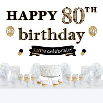 Big Dot of Happiness Adult 80th Birthday - Gold - Peel and Stick Birthday Party Decoration - Wall Decals Backdrop